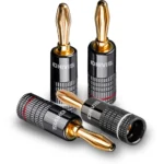 Banana Plugs 24K Gold Plated - 4Pcs, Black Edition
