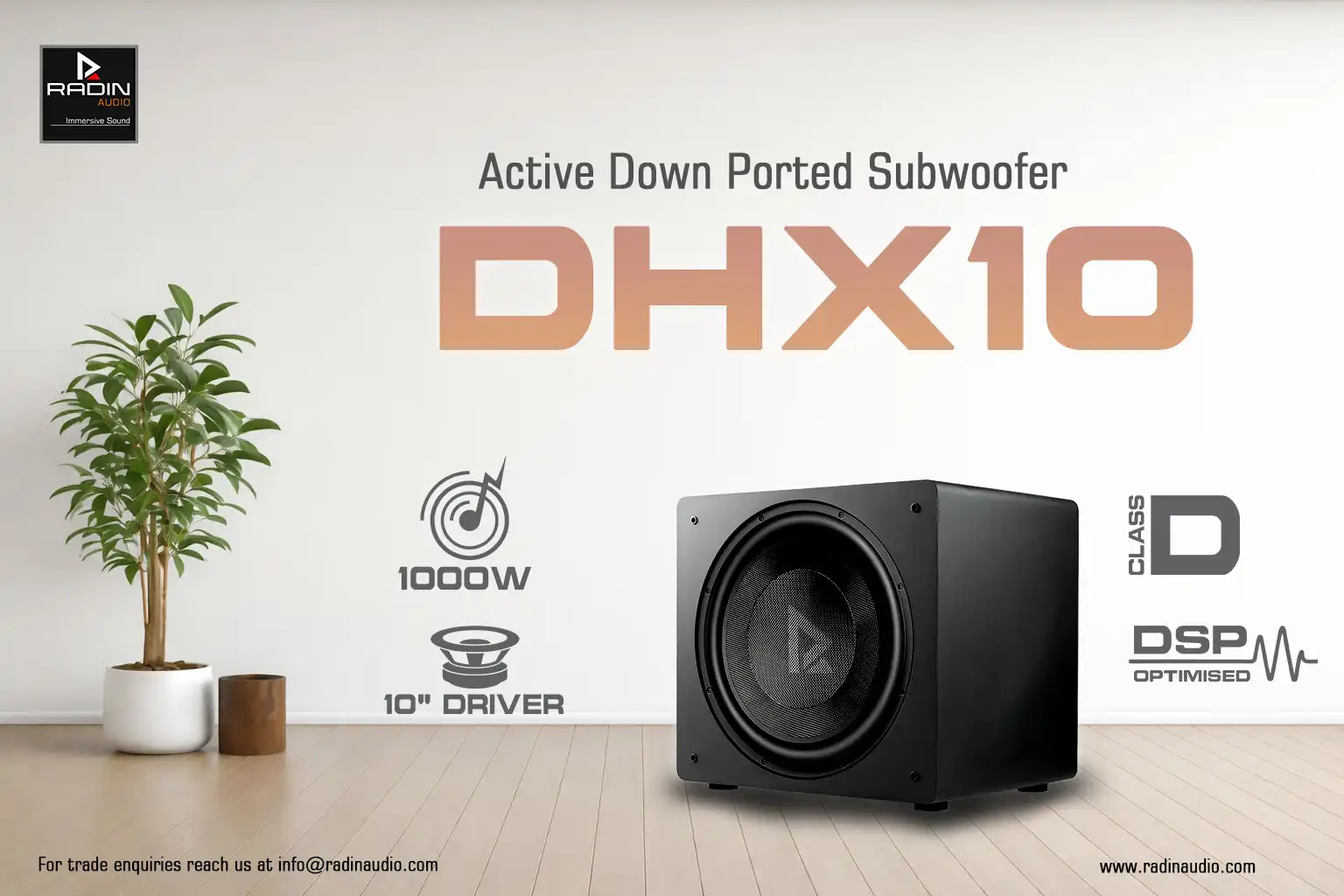 RADIN Audio 10in. 600-Watt Powered Subwoofer, DHX-10 1 Best 10inch Subwoofer